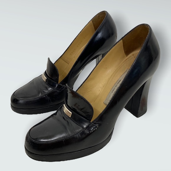 Dolce & Gabbana Shoes - Vintage Dolce & Gabbana Black Patent Leather Heeled Loafers
